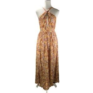 Forever 21 Dress Women's Medium Paisley Halter Maxi Belted Summer Vacation